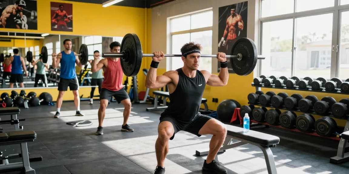 Official Prime Pharma Steroid Shop athlete lifting weights in a vibrant gym