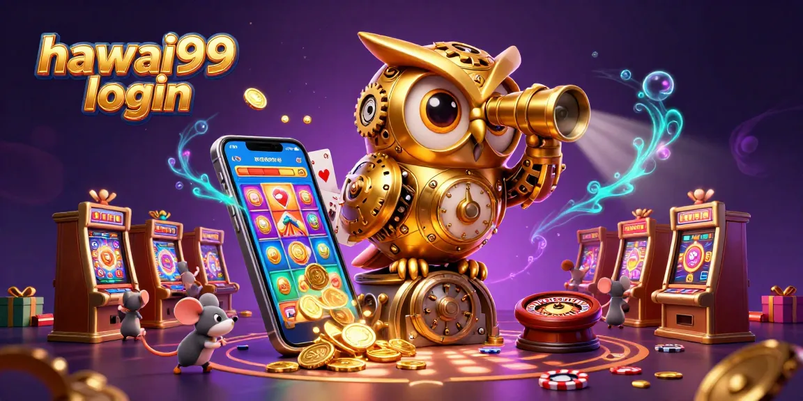 Experience the hawai99 login with engaging 3D casino illustration showcasing vibrant gaming elements.