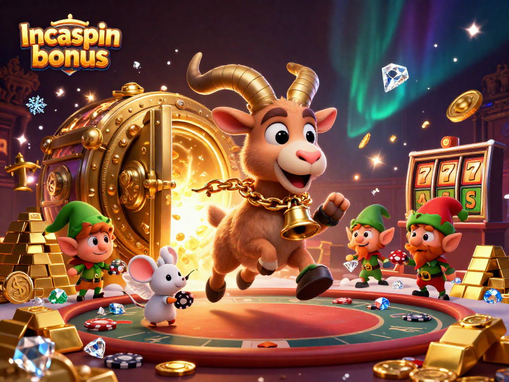 Experience thrilling gameplay with the Incaspin bonus in this vibrant casino illustration.