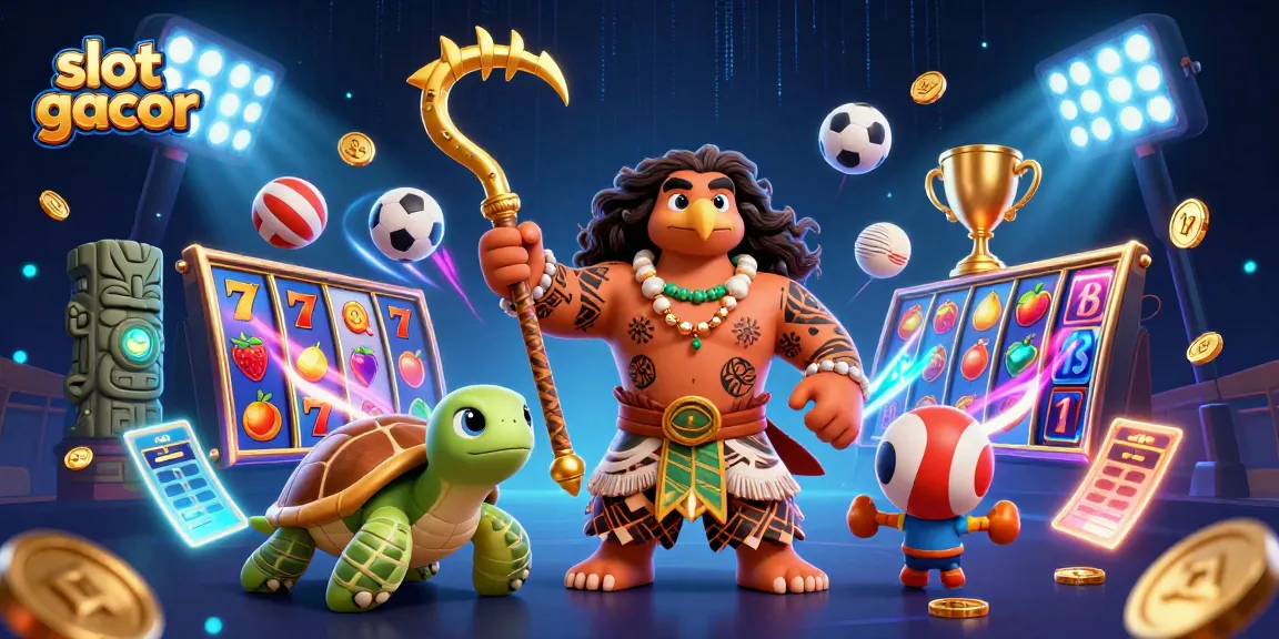 Experience slot gacor excitement with dynamic elements and colorful characters in this vibrant casino illustration.