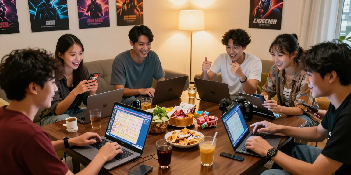 Group enjoying situs togel online gaming in a cozy living room environment.