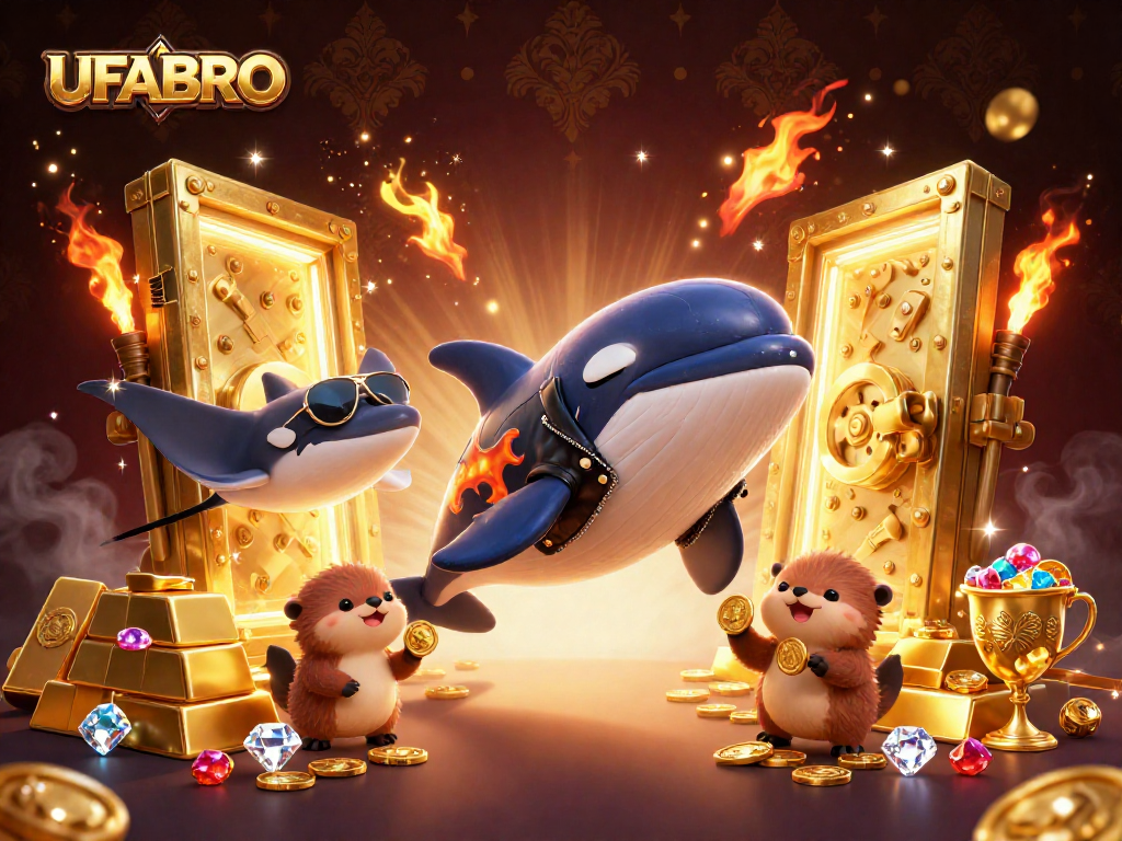 Play exciting games at UFABRO with a dynamic casino adventure featuring vibrant characters and treasures.