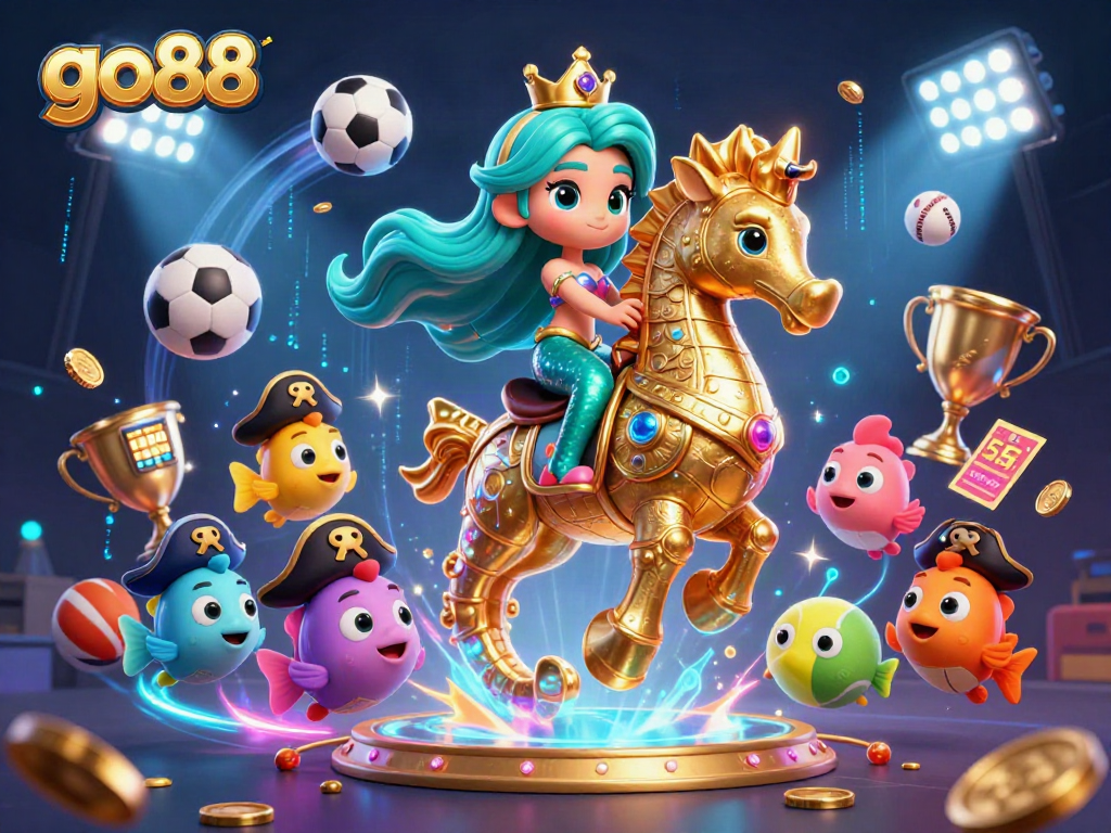 Engage in vibrant gaming experiences with go88, featuring a majestic casino-themed underwater scene.