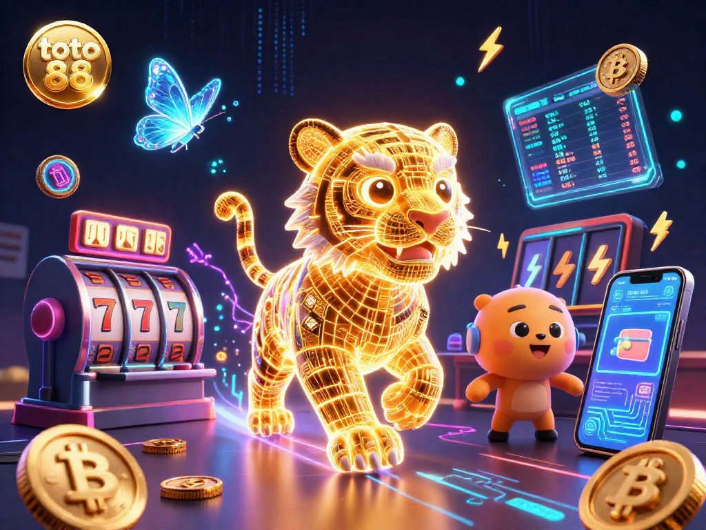 Experience thrilling gameplay at toto 88 with a vibrant digital casino landscape filled with neon elements.