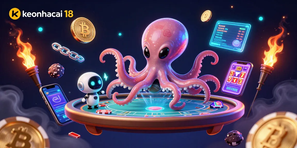 Engage in the thrilling world of keonhacai 18, featuring alien octopus and crypto poker scene.