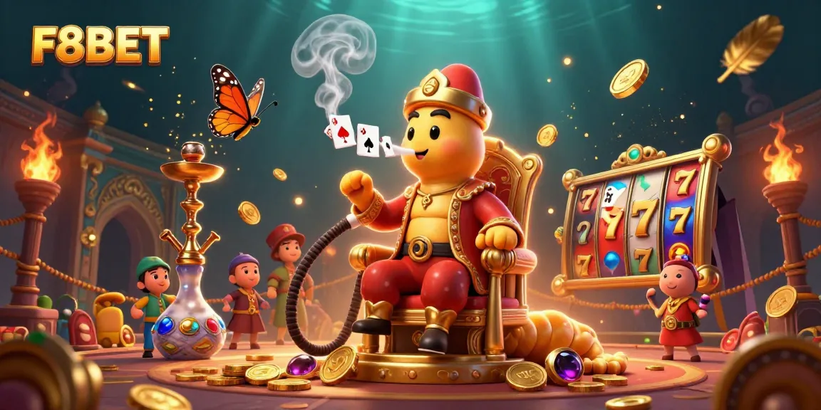 Experience thrilling online gaming with F8BET, featuring a vibrant 3D casino scene with dynamic game elements.