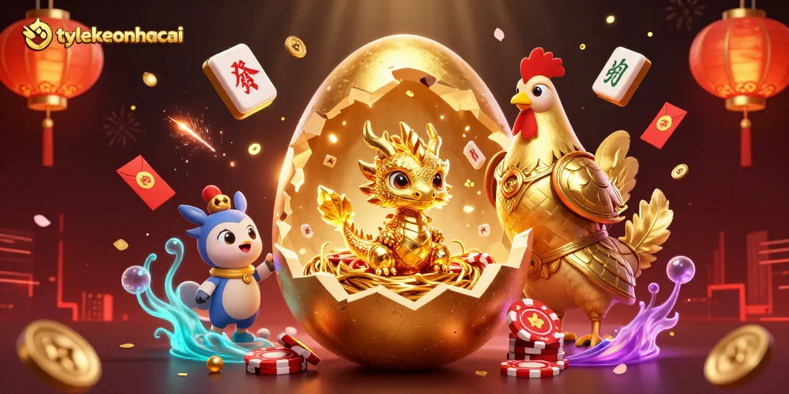 Experience the thrilling magic of tylekeonhacai with a golden dragon and poker chips in a vibrant casino scene.