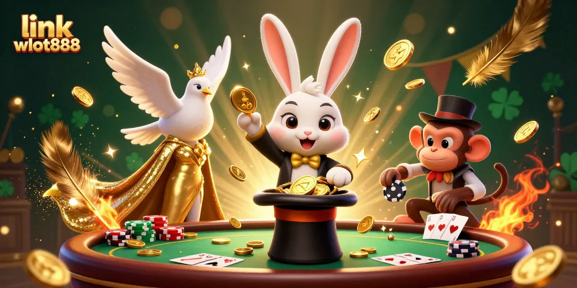 Memenangkan permainan poker dengan menggunakan link wslot888, ilustrasi 3D yang memikat menghadirkan koin emas dan kartu poker berkilauan.