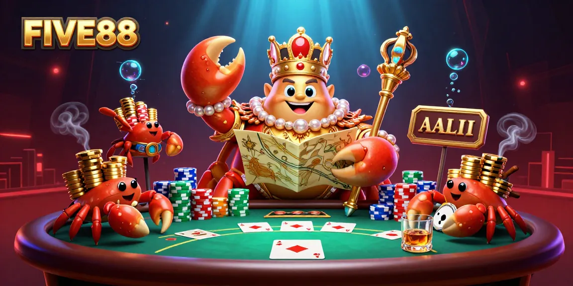 Experience immersive gaming with FIVE88 as vibrant casino elements and characters create a dynamic scene.