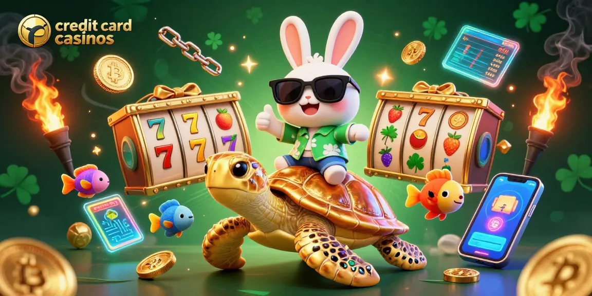 Engage in thrilling gameplay at credit card casinos featuring vibrant characters and slot game elements.