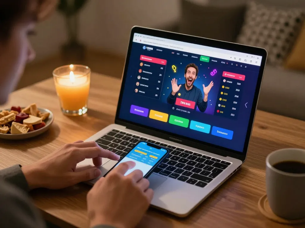 Engaged user placing bets on luongsontv online sports betting platform from home desk.