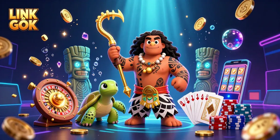 Experience the thrill of LINK GỐC with vibrant 3D characters surrounded by dazzling casino elements.