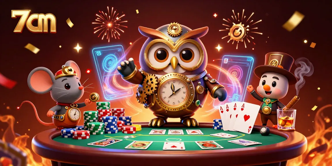 Experience thrilling gaming with 7m cnn's vibrant poker scene featuring animated characters and casino elements.