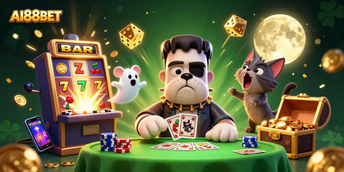 Experience thrilling gameplay with AI88BET's engaging slot scenes featuring cartoon characters and vibrant casino elements.