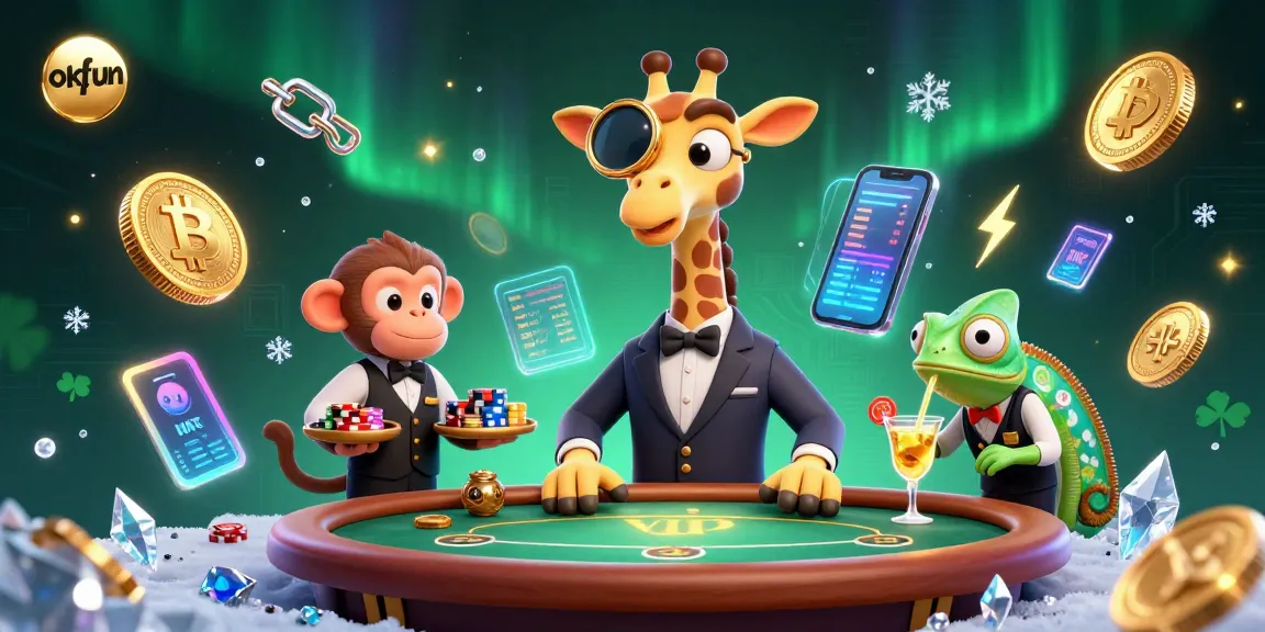 Experience thrilling gaming at okfun with a high-roller giraffe and vibrant casino elements.