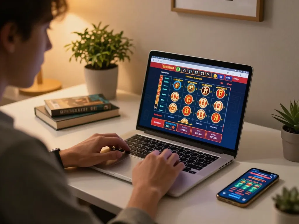 Người chơi Luck8 tham gia vào các trò chơi casino trực tuyến trên laptop trong một môi trường ấm cúng tại nhà.