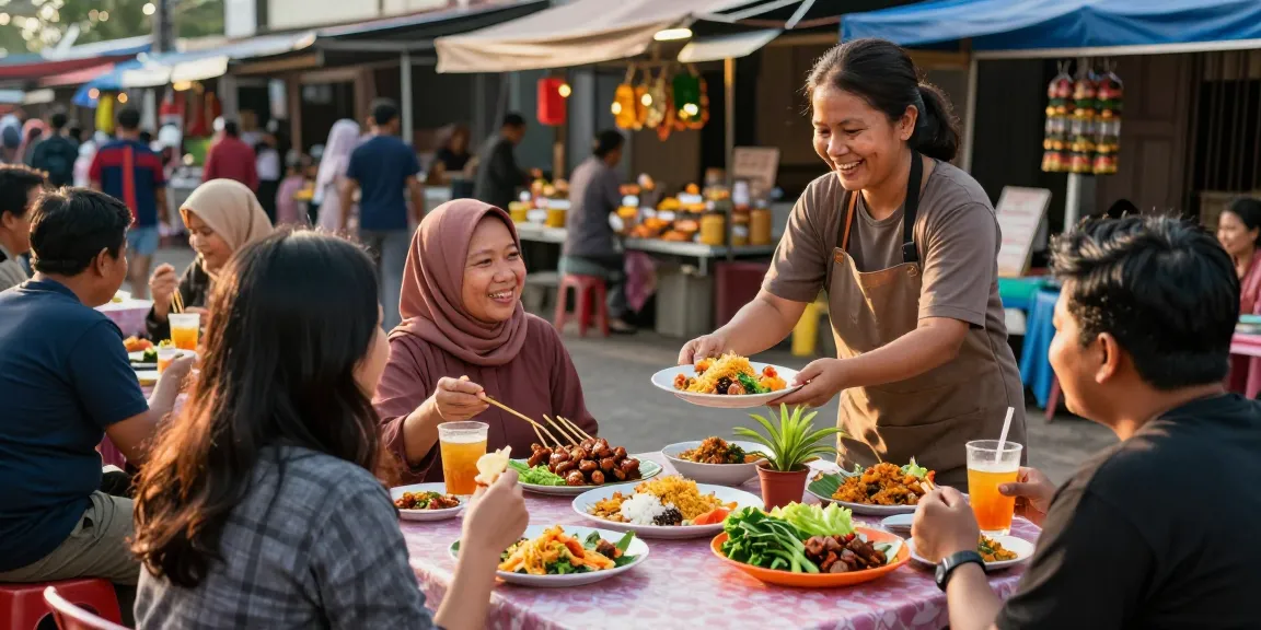 Warung225 menyajikan hidangan tradisional di pasar lokal yang ramai.
