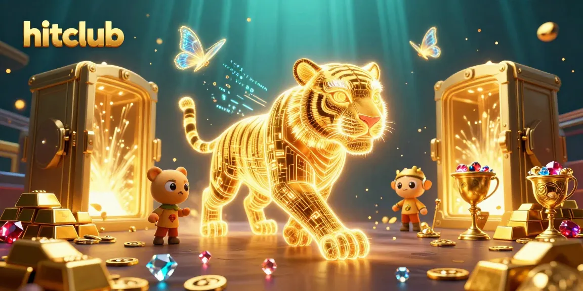 Experience the thrill of hitclub with a vibrant casino scene, showcasing winning treasures and dynamic gaming action.