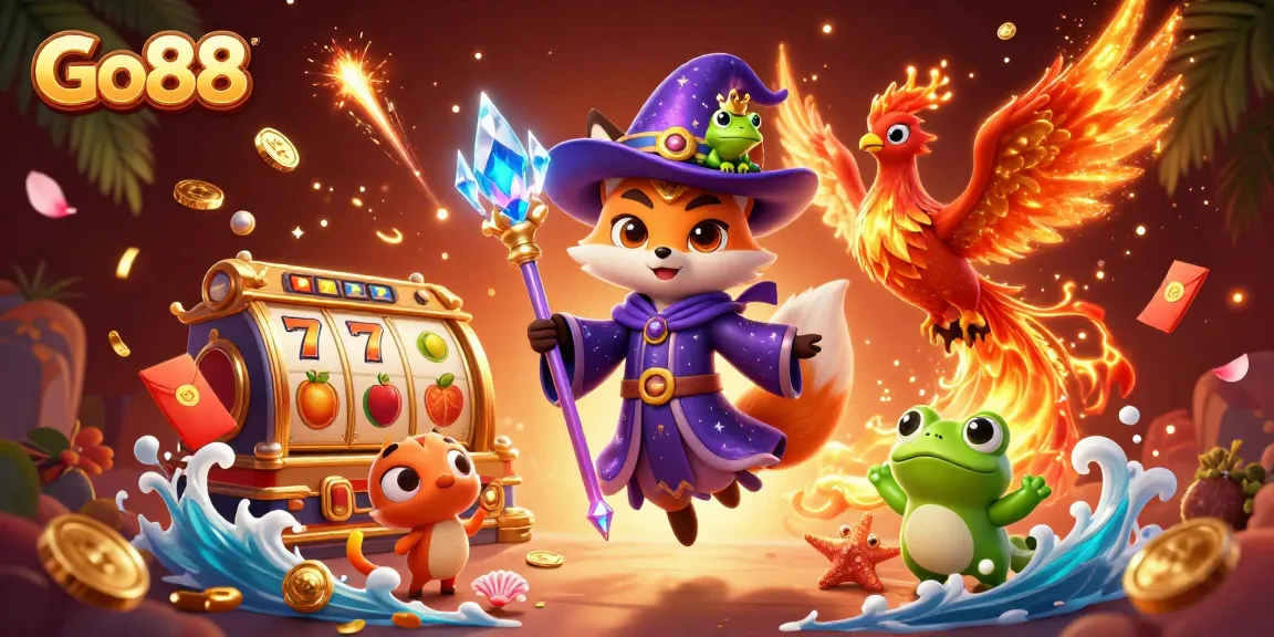 Experience winning at Go88 with mystical characters and vibrant casino game elements.