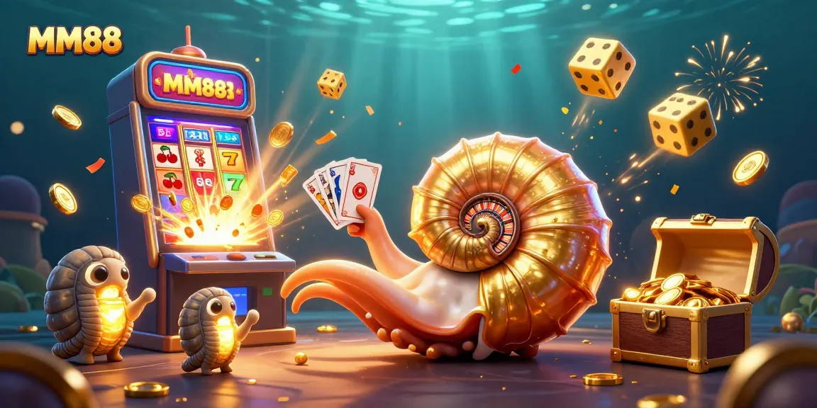 Experience thrilling bets at MM88 with a vibrant casino illustration showcasing dynamic games and jackpots.
