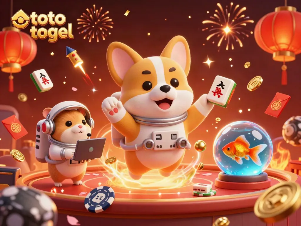 Experience thrilling toto togel gaming in a vibrant casino scene filled with excitement and colorful elements.