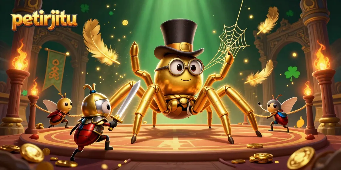 Petirjitu menghadirkan suasana kasino online dengan tarantula emas dan ksatria beetle.