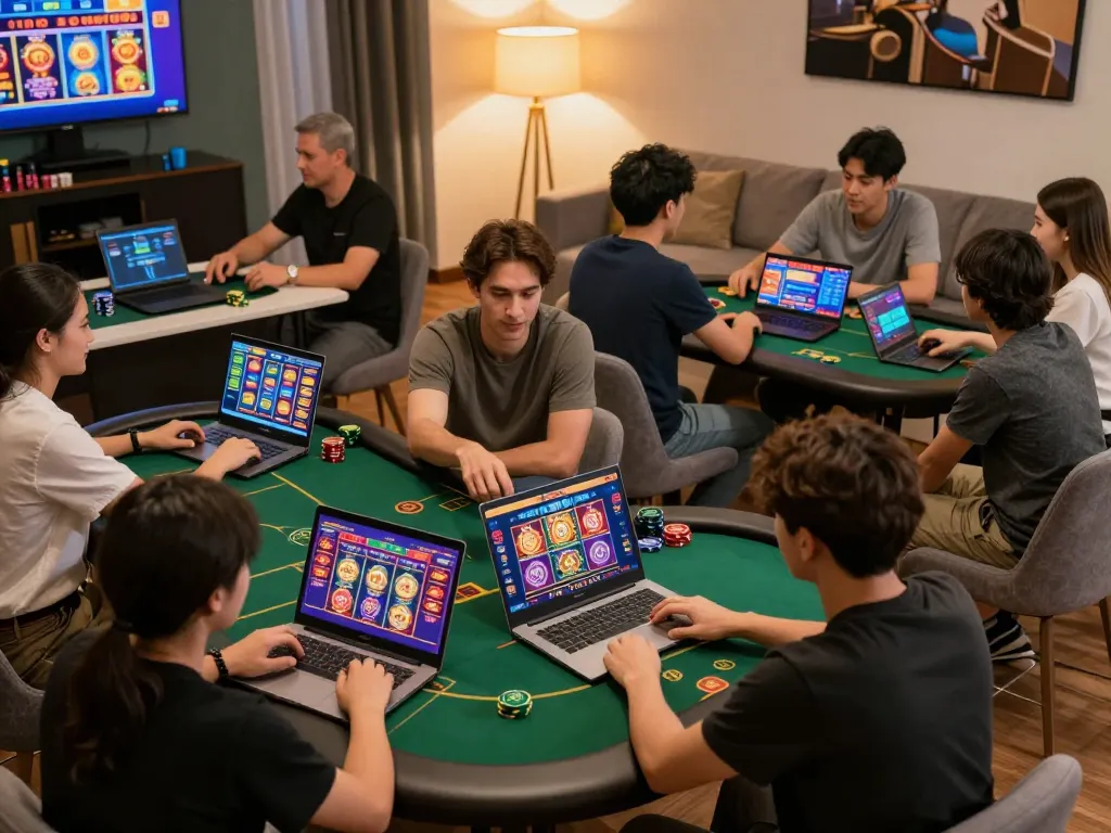 Players enjoying diverse games on tablets at trang chủ Net88, showcasing excitement in online gambling.