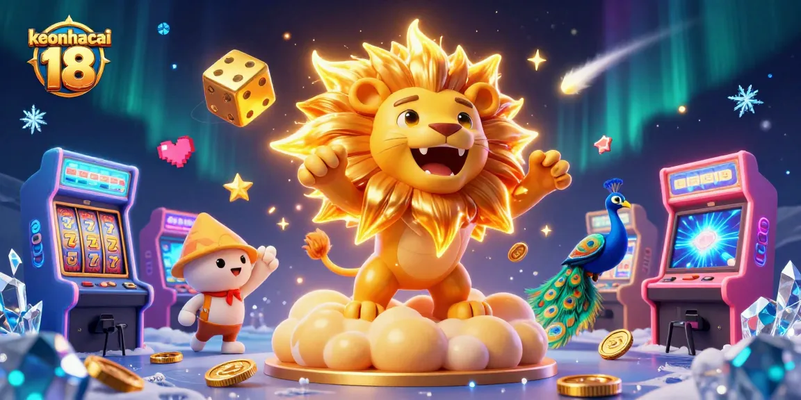 Experience thrilling moments with keonhacai 18 as vibrant slot reels and luck collide in a dynamic scene.