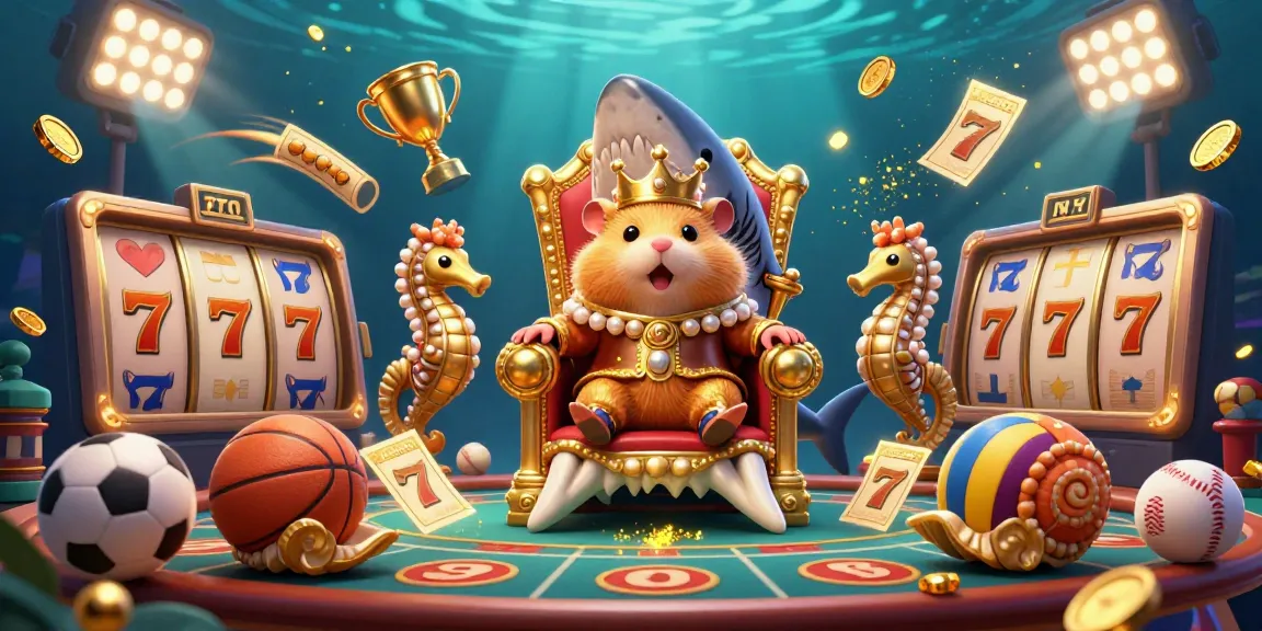 Menangkan pengalaman bermain di situs slot dengan hamster raja di takhta gigi megalodon yang megah.