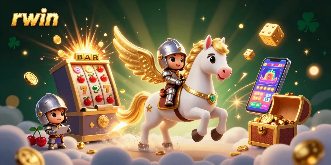 Experience the excitement of rwin as a celestial horse and knight reveal a bursting jackpot in a captivating casino scene.