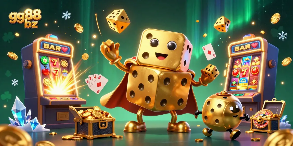 Experience thrilling action with gg88 bz, featuring playful golden dice and vibrant casino elements.
