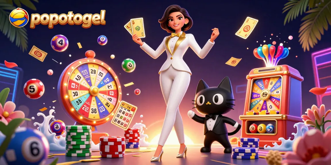 Discover winning strategies with Popotogel in this vibrant illustration of online gambling.