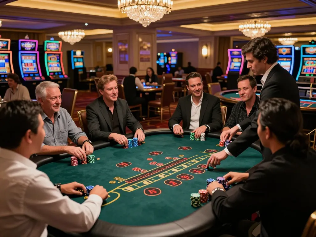 Players engaged in a strategic live blackjack game at a luxurious casino showcasing 88aa excitement