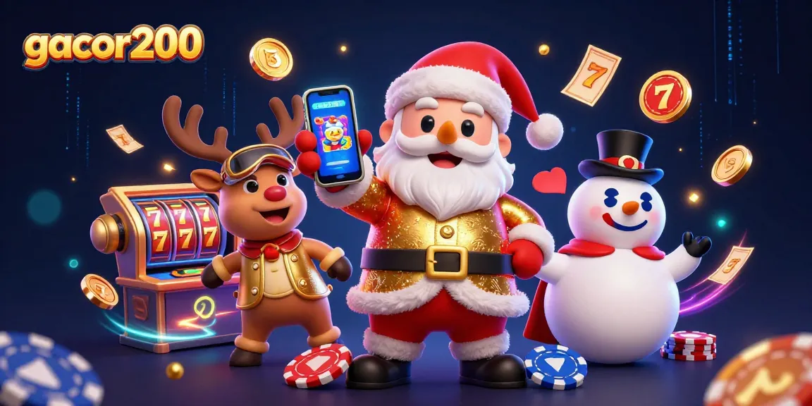Experience the thrill of jackpots with gacor200’s animated casino scene featuring festive characters.