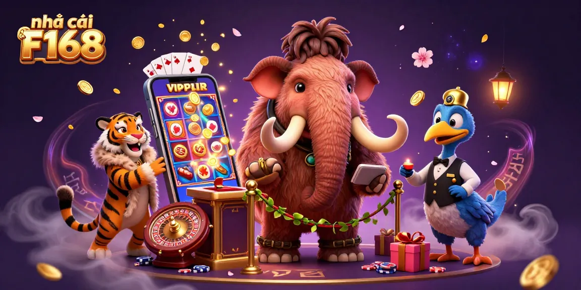 Experience vibrant gameplay at nhà cái F168 with a captivating 3D casino scene featuring lively characters and game elements.