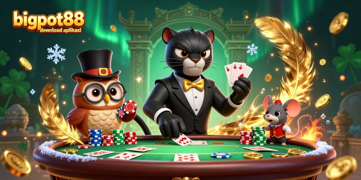 Engage with bigpot88 download aplikasi in this vibrant poker scene featuring charming characters and rich casino elements.