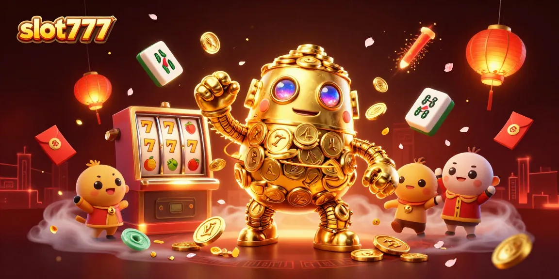 Spin big wins with slot777 in this vibrant 3D illustration featuring dynamic slot elements.
