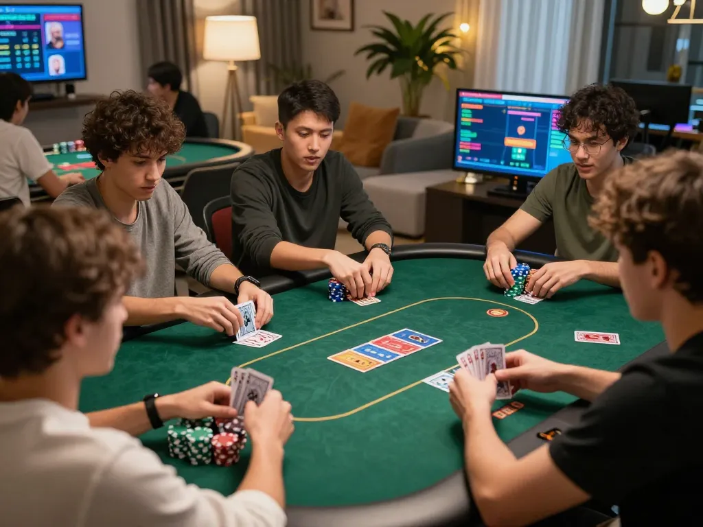 Engaging online poker game at home demonstrating strategy and focus in 388bet gaming.