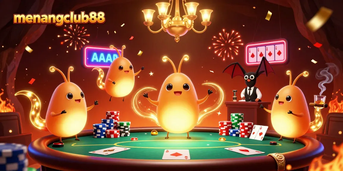 Experience exciting gameplay at menangclub88 with vibrant glowworms lighting up a casino scene.