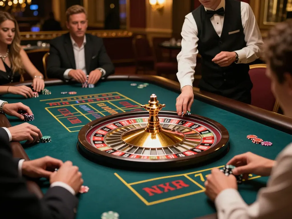 god55 player placing a bet at a roulette table, enhancing the casino experience