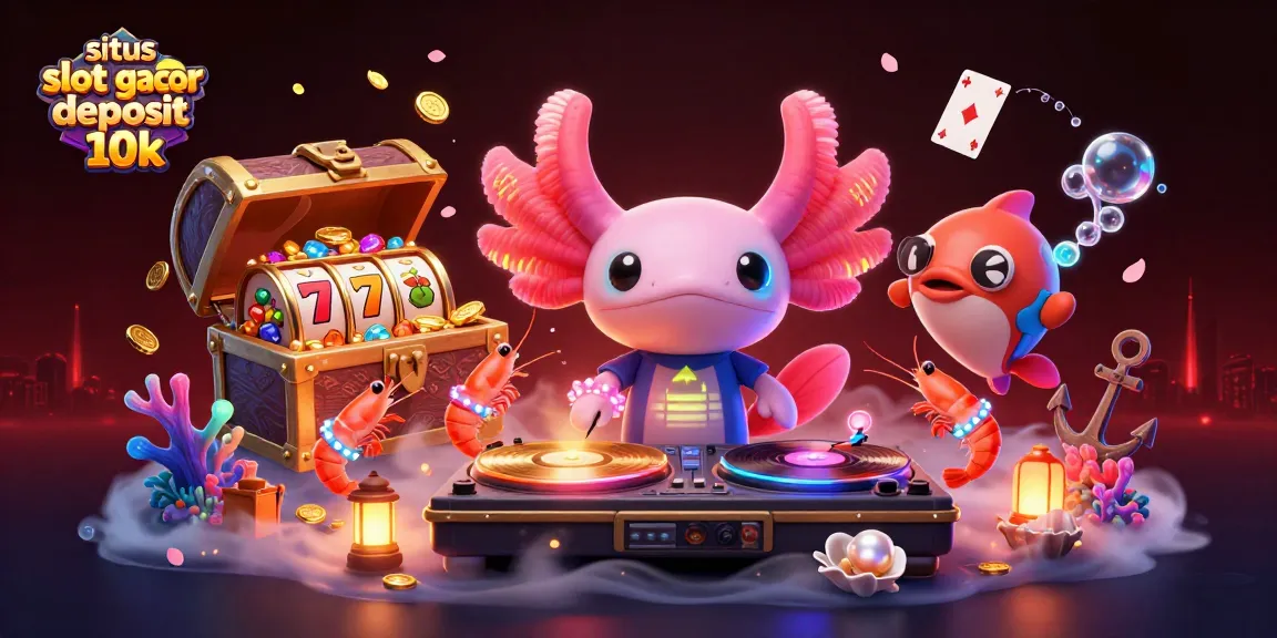 Spin the reels in style with a neon axolotl DJ at situs slot gacor deposit 10k.