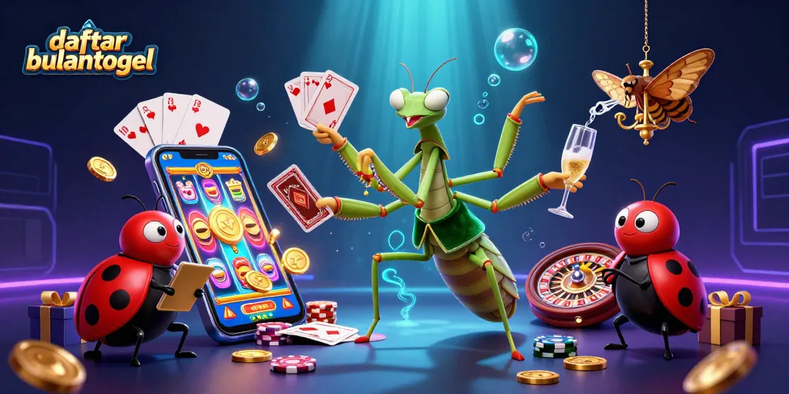 Gambarlah daftar bulantogel yang menarik dengan karakter mantis raksasa, pelayan laba-laba, dan elemen perjudian yang menakjubkan.