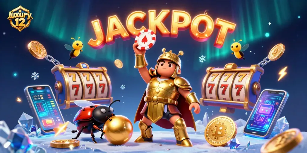 Permainan slot di luxury 12 dengan karakter menarik dan jackpot yang bersinar.