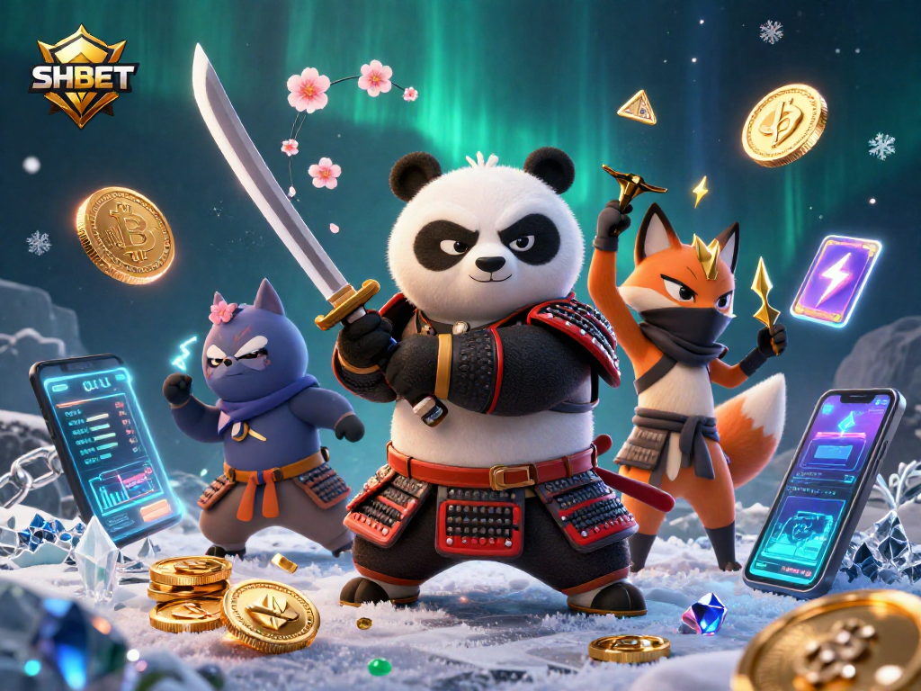 Engage with SHBET's interactive casino experience featuring samurai panda and ninja fox.