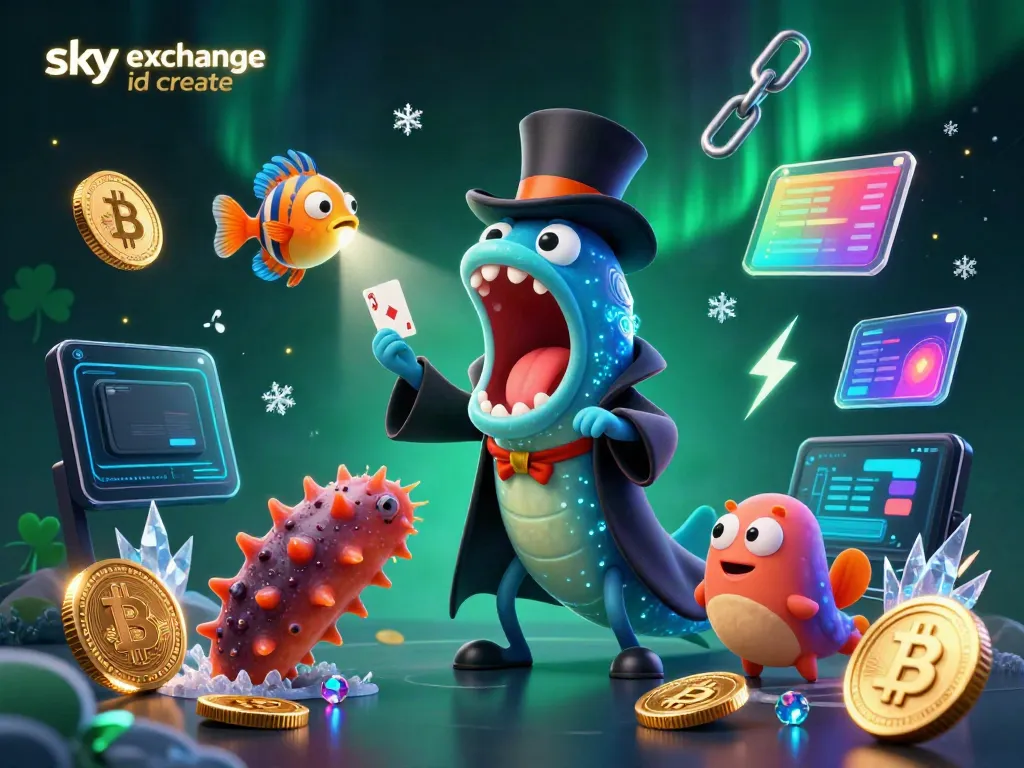 Engage with the sky exchange id create as a bioluminescent eel performs tricks amidst crypto coins.