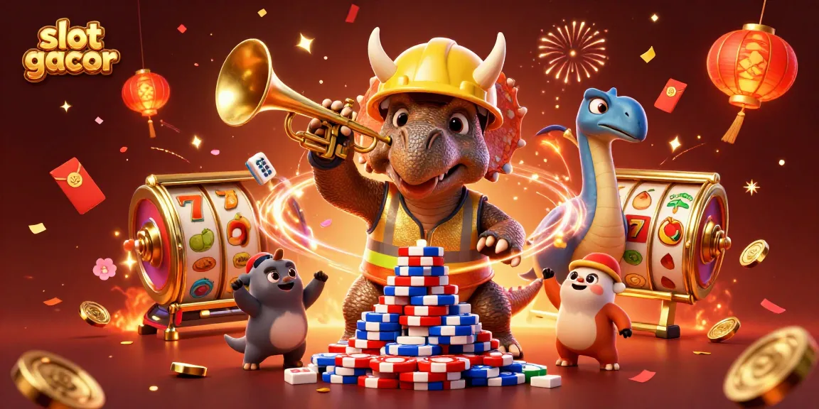 Experience thrilling slot gacor action with vibrant 3D characters and festive gambling elements.