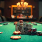 Poker Game setup with cards and colorful chips creates an engaging atmosphere for players.