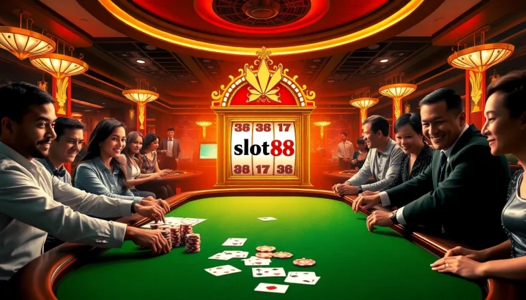 Experience the thrill at slot88 with vibrant casino elements and excited players.