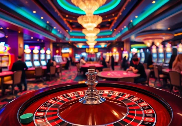 Experience the excitement of xoso66 at a luxurious casino with roulette and enthusiastic players.