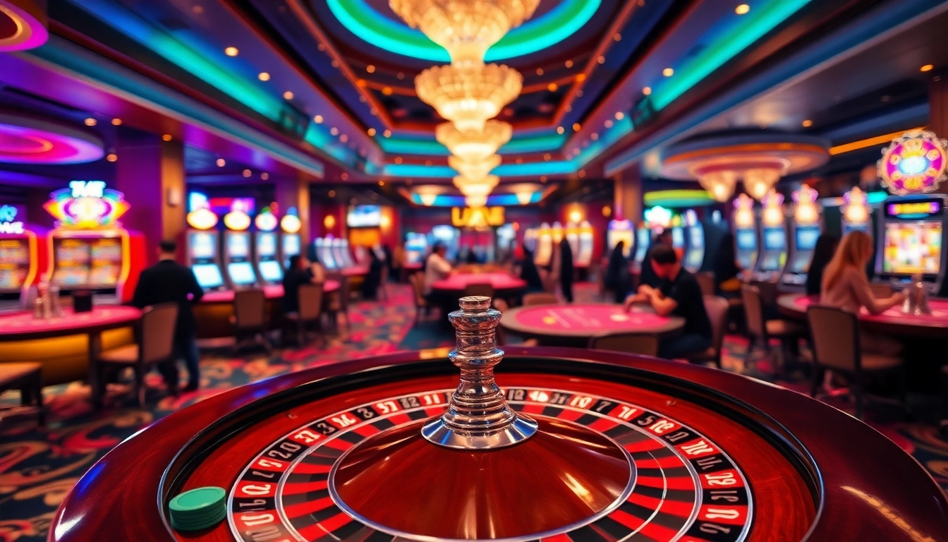 Experience the excitement of xoso66 at a luxurious casino with roulette and enthusiastic players.